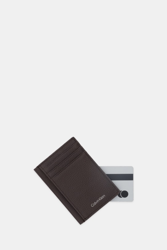 Akcesoria Calvin Klein etui na karty skórzane LV04D1061G brązowy