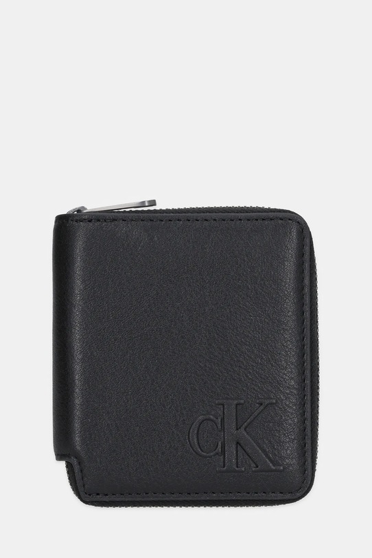 Calvin Klein portfel skórzany skóra licowa czarny LV04D1077G