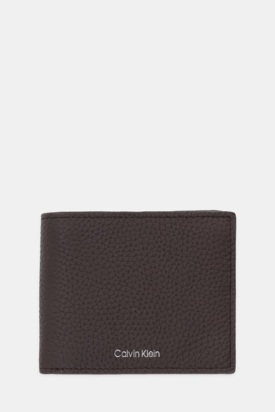 Calvin Klein portfel skórzany skóra licowa brązowy LV04D1138G