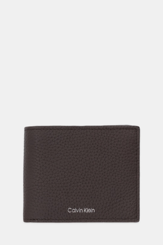 Calvin Klein portfel skórzany skóra licowa brązowy LV04D1138G