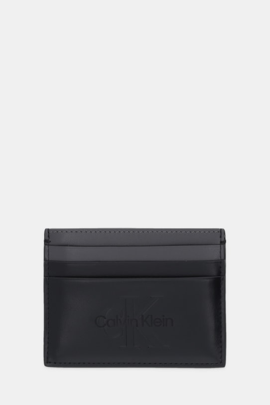 Kožené pouzdro na karty Calvin Klein Planet friendly černá LV04D1154G