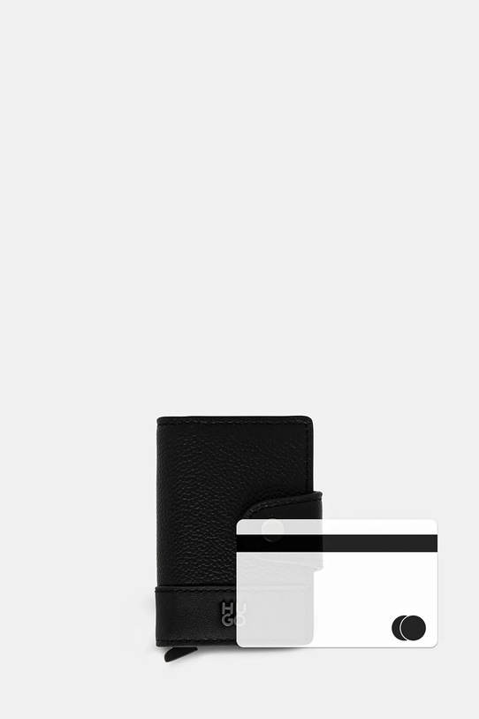 HUGO etui na karty skórzane 50553933 czarny