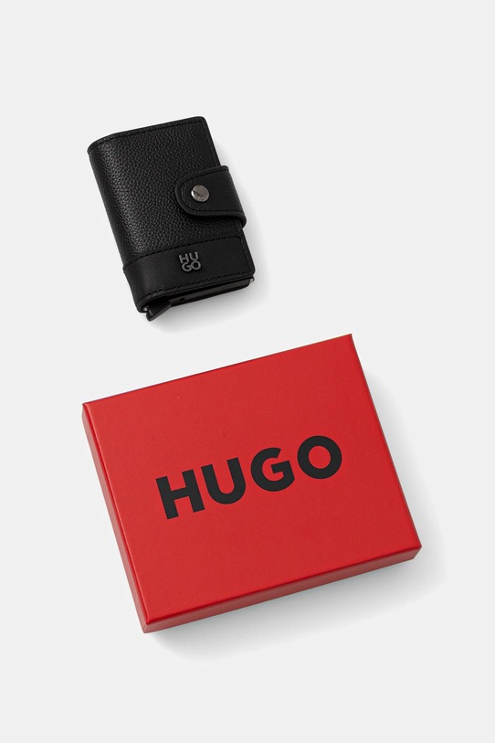 HUGO etui na karty skórzane czarny 50553933
