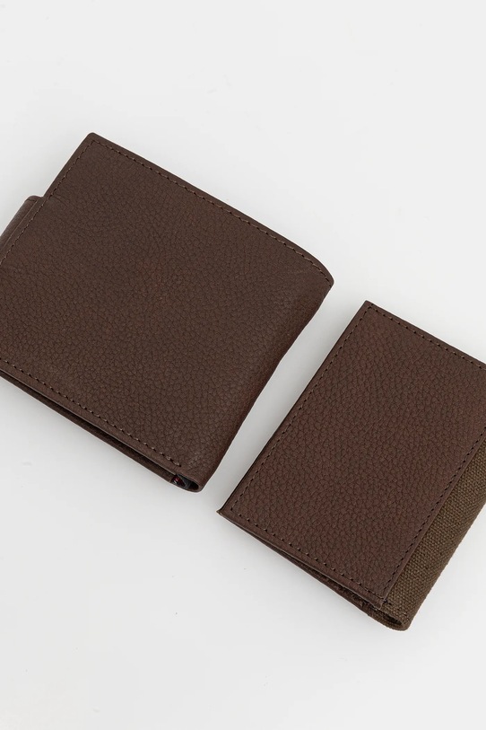 Barbour portfel i etui na karty skórzane brązowy MGS0102