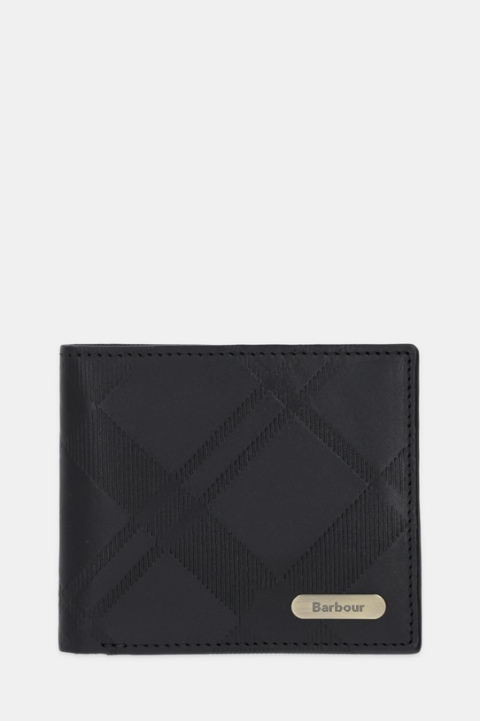 Barbour portfel skórzany drobny wzór czarny MLG0077