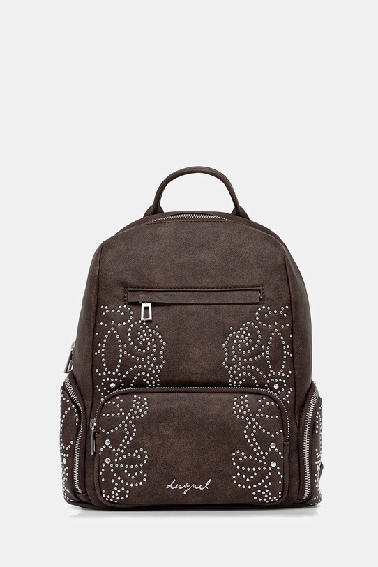 Desigual plecak POKER FACE CHEST aplikacja brązowy 25WAKP22