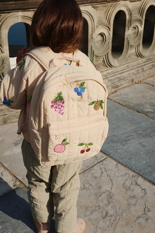 Konges Sløjd plecak dziecięcy JUNO QUILTED SEQUIN BACKPACK MIDI tekstylny beżowy KS103554.9BYA