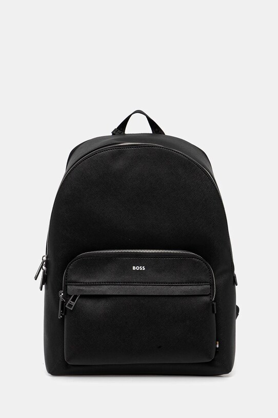 BOSS ghiozdan de piele uni negru 50548179