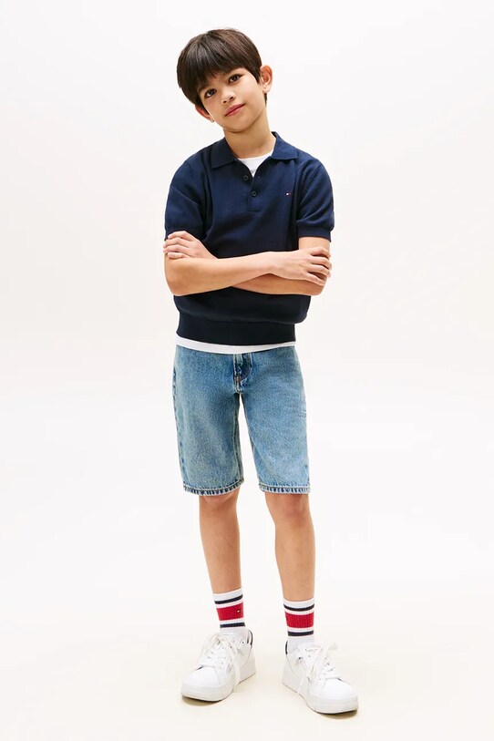 Chłopiec Tommy Hilfiger polo bawełniane dziecięce KB0KB09754.9BYA granatowy