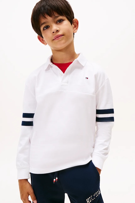 Tommy Hilfiger polo bawełniane dziecięce nadruk biały KB0KB09712.9BYA