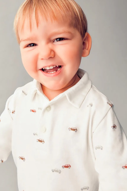 Dětská bavlněná polokošile Mayoral 2102.3D.Baby.9BYA béžová