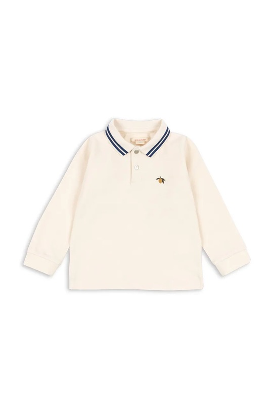 Παιδικά βαμβακερά μπλουζάκια πόλο Konges Sløjd FLORIAN LS POLO GOTS βαμβάκι μπεζ KS103811.9BYA