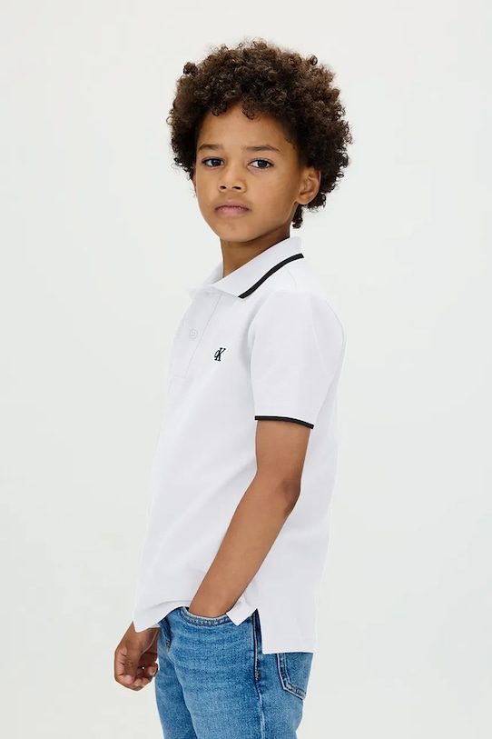Calvin Klein Jeans polo dziecięce bawełna biały IB0IB02230.9BYA