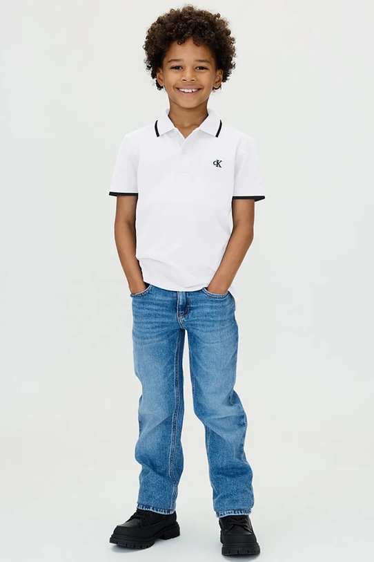 Chłopiec Calvin Klein Jeans polo dziecięce IB0IB02230.9BYA biały