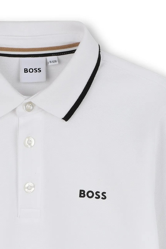 Dečki Otroška bombažna majica z dolgimi rokavi BOSS J52330.162.174 bela