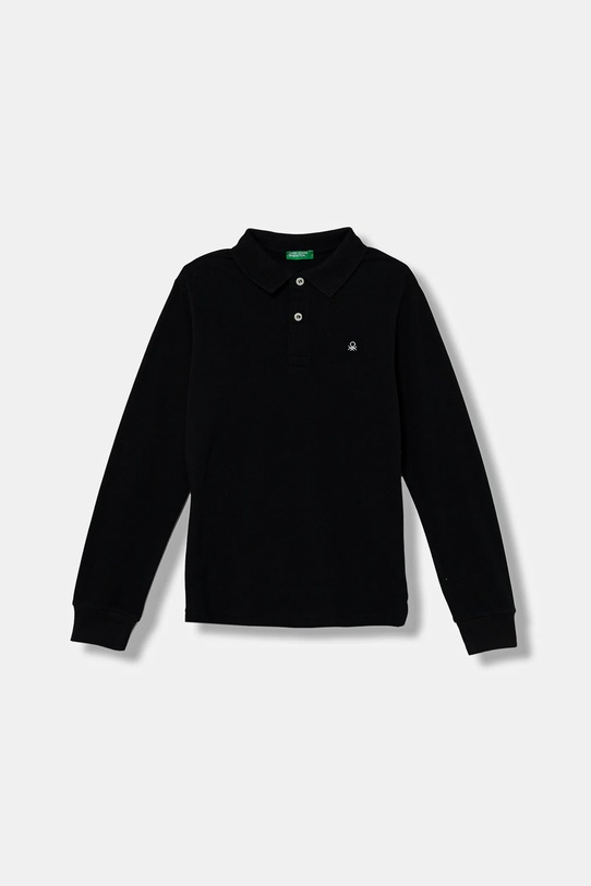 United Colors of Benetton longsleeve din bumbac pentru copii fixat negru 3089C300Z.G.Reprop.9BYA