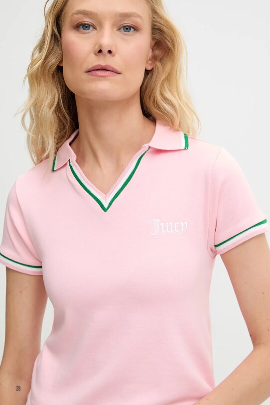 Juicy Couture poló SHRUNKEN POLO TEE rózsaszín JCWCT225355