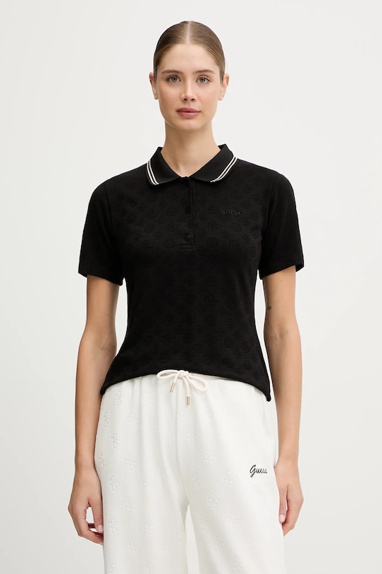 Guess polo PEONY z elastanem czarny V5YP01.KCX12