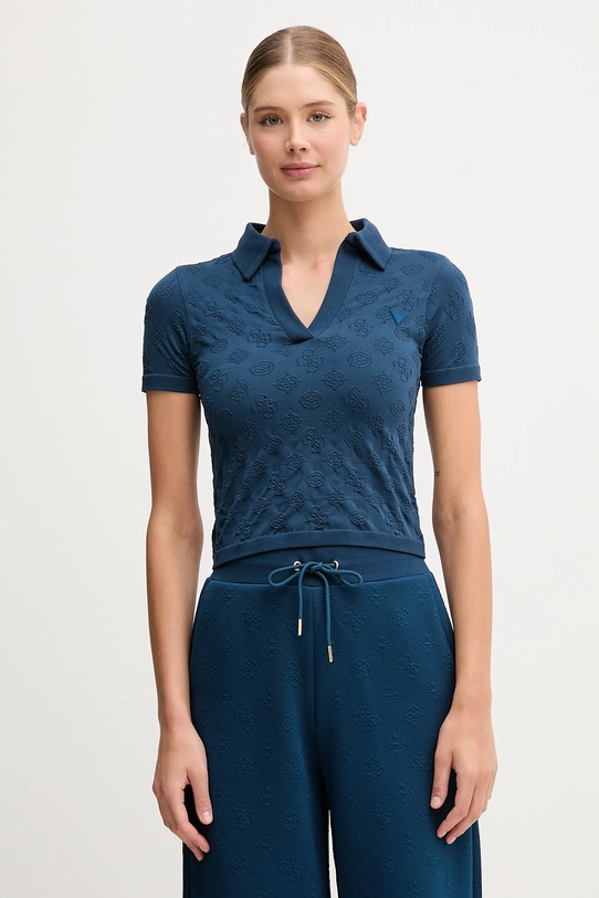 Polo tričko Guess PEONY slim modrá V5YP10.Z3OA0