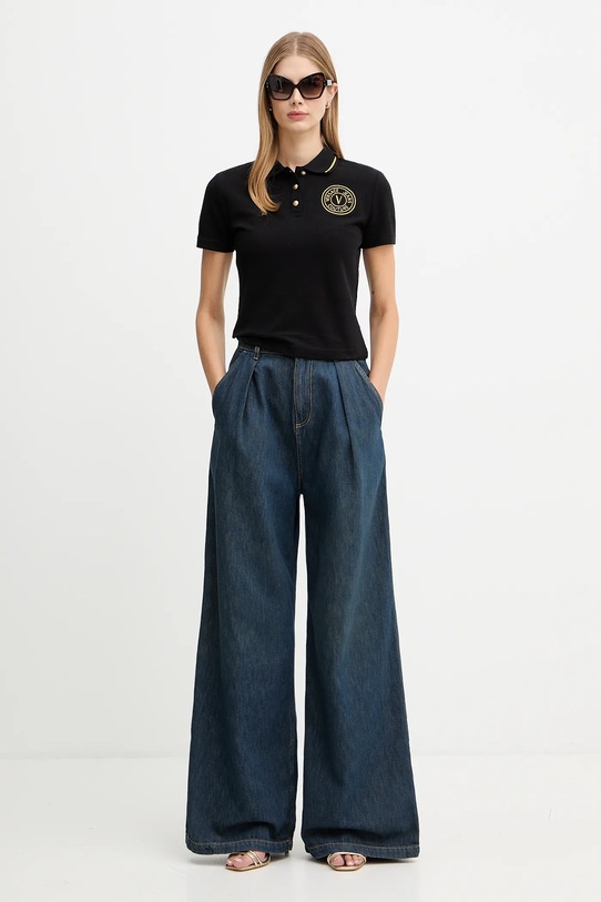 Versace Jeans Couture polo de bumbac 79HAGT00.CJ01T negru AW25