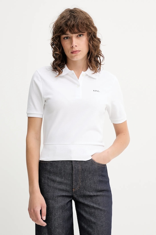 A.P.C. polo bawełniane polo oceane - GOTS bawełna biały COGWZ.F26522
