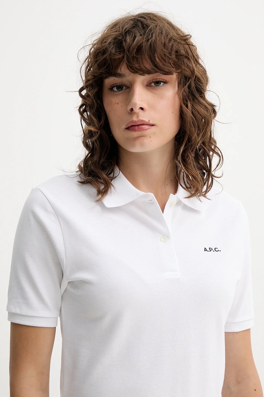 A.P.C. polo de bumbac polo oceane - GOTS alb COGWZ.F26522