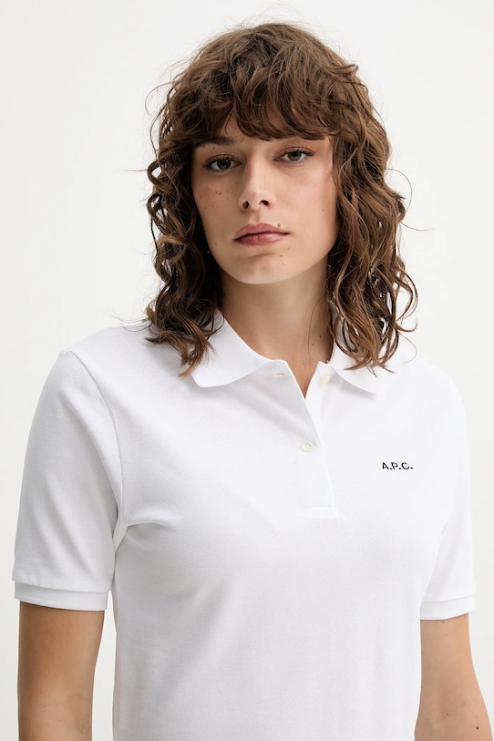 A.P.C. polo bawełniane polo oceane - GOTS biały COGWZ.F26522