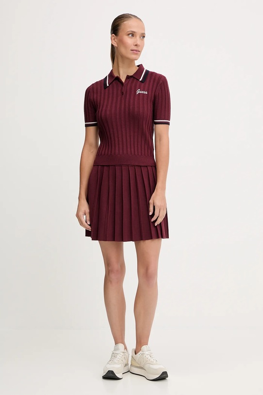 Guess polo z dodatkiem wełny SABINA V5BP04.Z1152 bordowy NC25