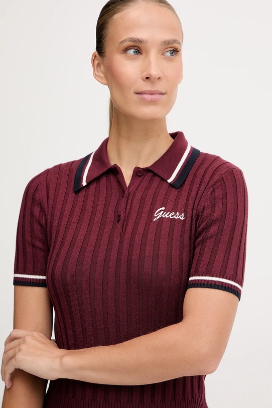 Guess polo z dodatkiem wełny SABINA bordowy V5BP04.Z1152