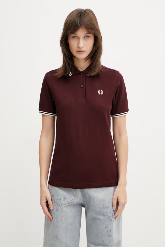 Fred Perry polo bawełniane damskie bordowy G3600
