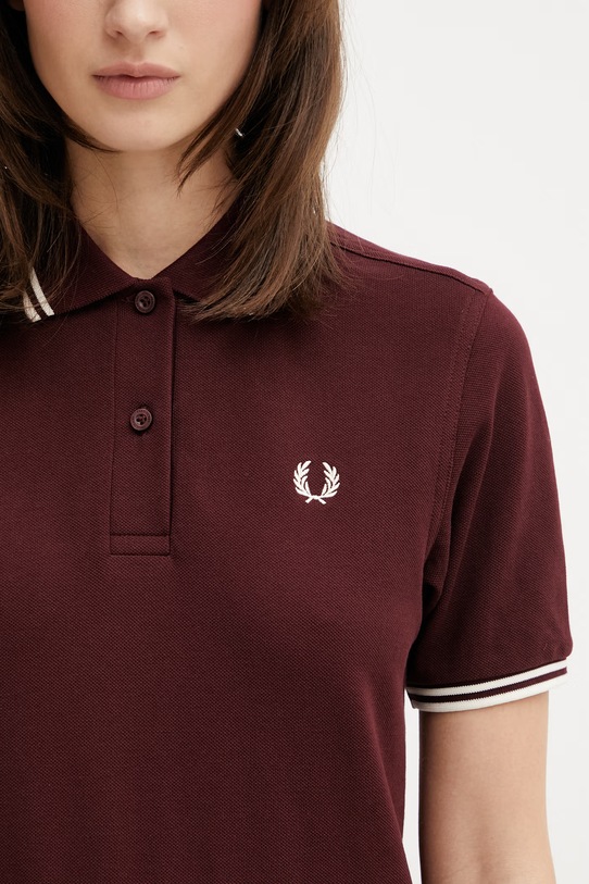 Fred Perry polo bawełniane damskie bordowy G3600