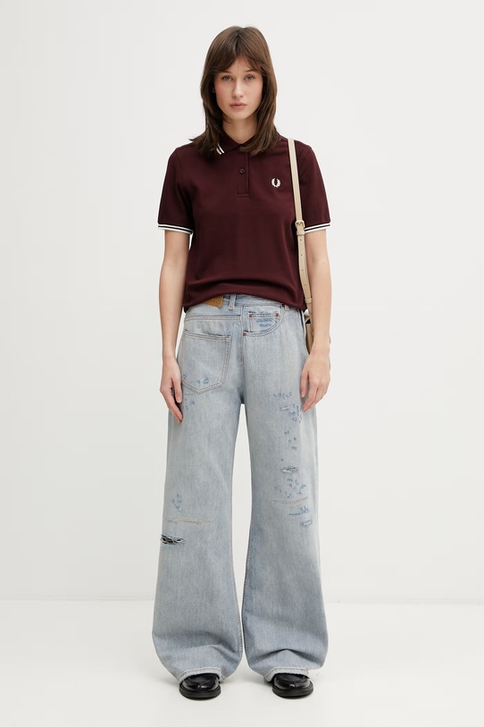 Fred Perry polo bawełniane damskie G3600 bordowy