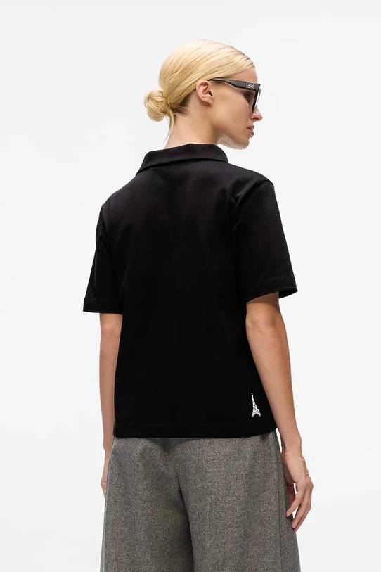 Βαμβακερό μπλουζάκι πόλο Karl Lagerfeld A4W17088 μαύρο AW25