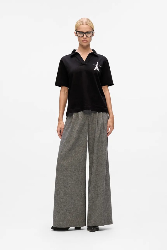 Karl Lagerfeld polo bawełniane czarny A4W17088