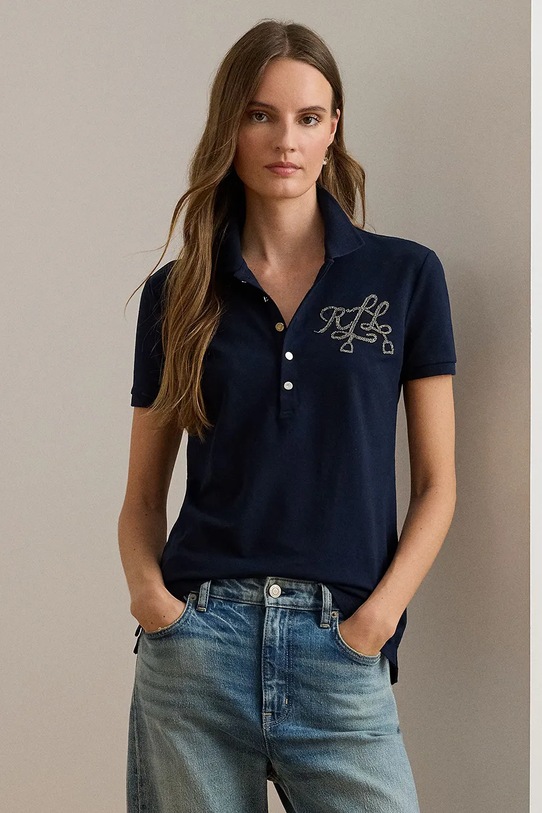 Lauren Ralph Lauren polo z elastanem granatowy 200980213