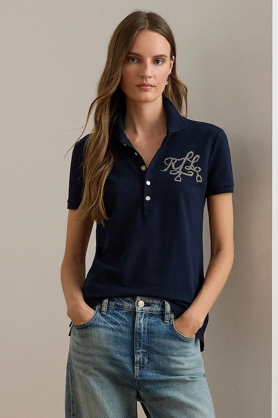 Lauren Ralph Lauren tricou polo fixat bleumarin 200980213