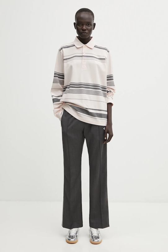 adidas Originals cotton longsleeve top x Wales Bonner Polo KB2298 pink