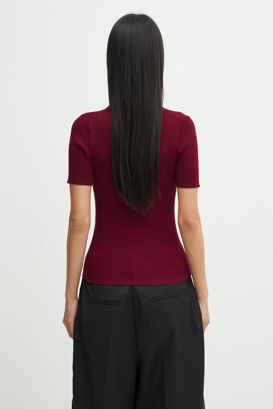 Clothing Maison Kitsuné wool blend sweater Baby Fox Fine Rib Wool PW00206KT1155 maroon