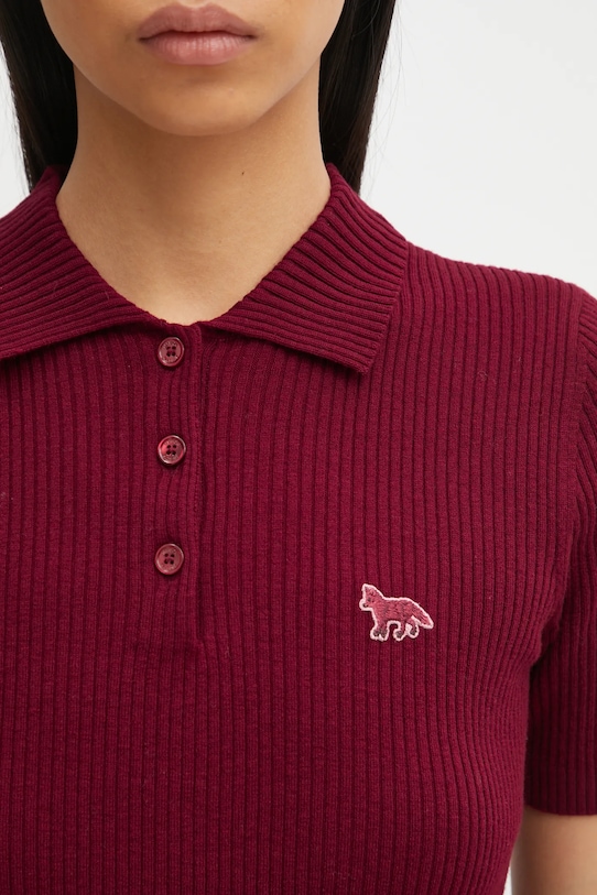 Maison Kitsuné wool blend sweater Baby Fox Fine Rib Wool maroon PW00206KT1155