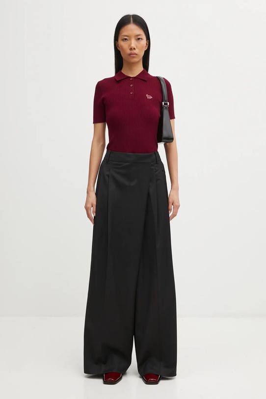 Maison Kitsuné wool blend sweater Baby Fox Fine Rib Wool PW00206KT1155 maroon