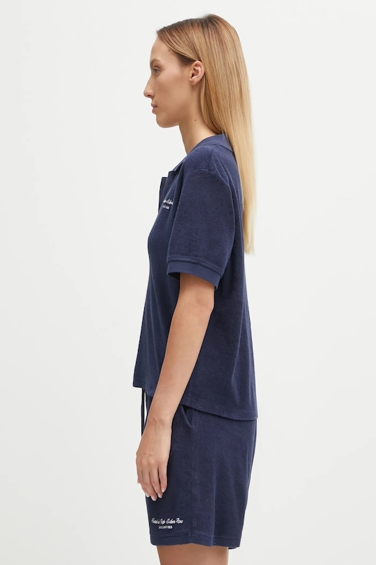 Sporty & Rich polo bawełniane Eden Script Terry TO00160673BL106 granatowy AW25