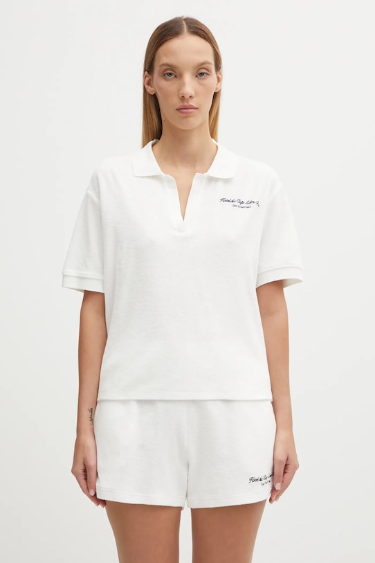 Sporty & Rich polo bawełniane Eden Script Terry gładkie biały TO00160673WH01