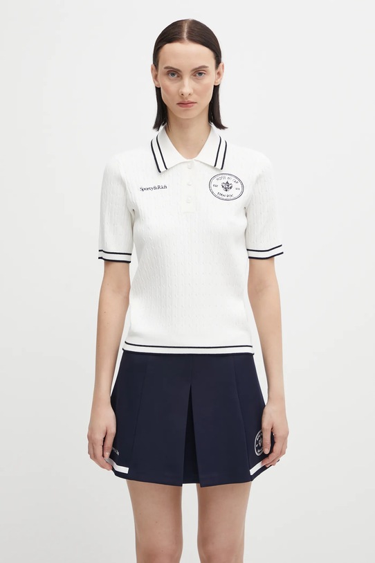Sporty & Rich polo Eden Crest Cable Knit pozostałe biały TO06860666WH50