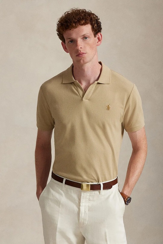 Polo Ralph Lauren polo bawełniane z elastanem beżowy 710968951