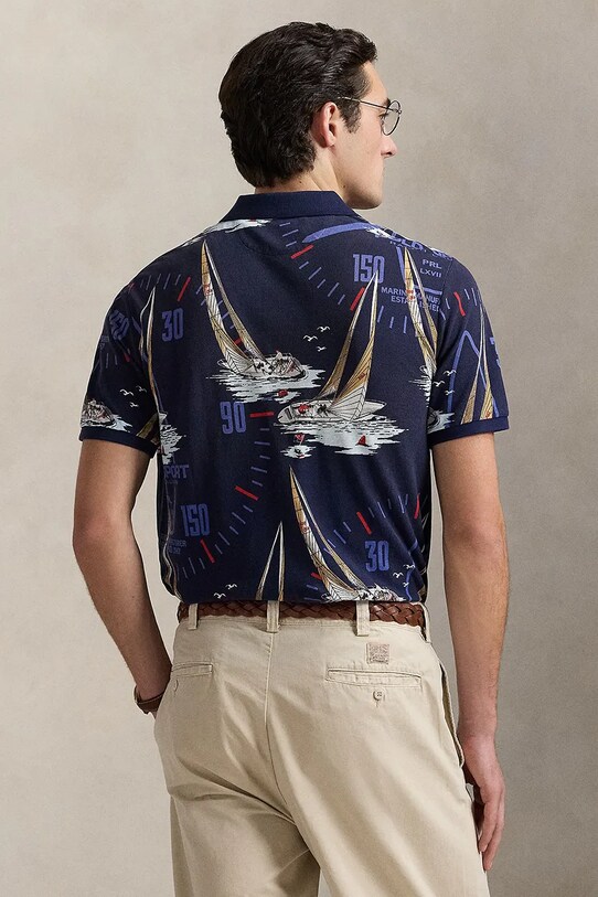 Bavlnené polo tričko Polo Ralph Lauren 710971785 tmavomodrá AW25