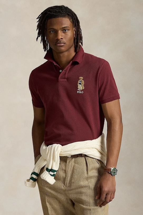 Polo Ralph Lauren cotton polo shirt Sskccmslm1 Short Sleeve cotton maroon 710973159