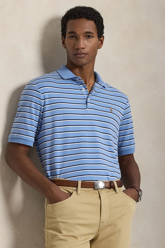 Polo Ralph Lauren polo bawełniane wzorzyste niebieski 710974586