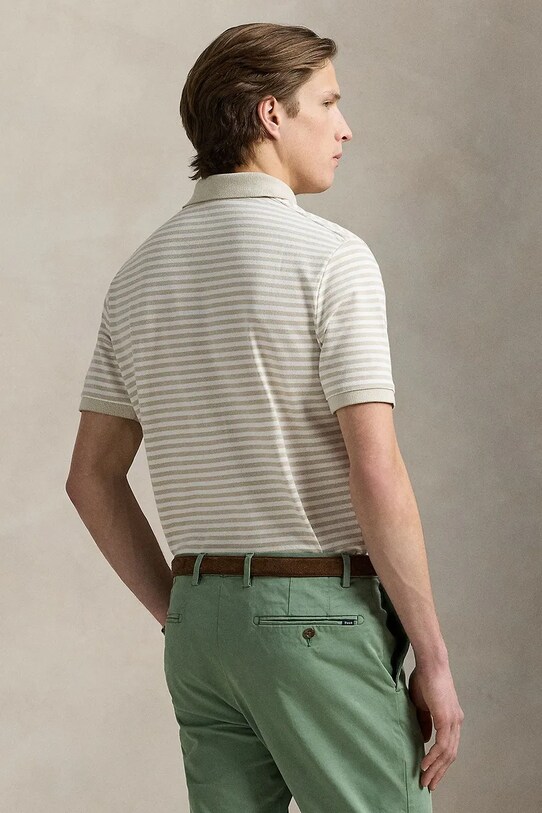 Βαμβακερό μπλουζάκι πόλο Polo Ralph Lauren 710974596 μπεζ AW25