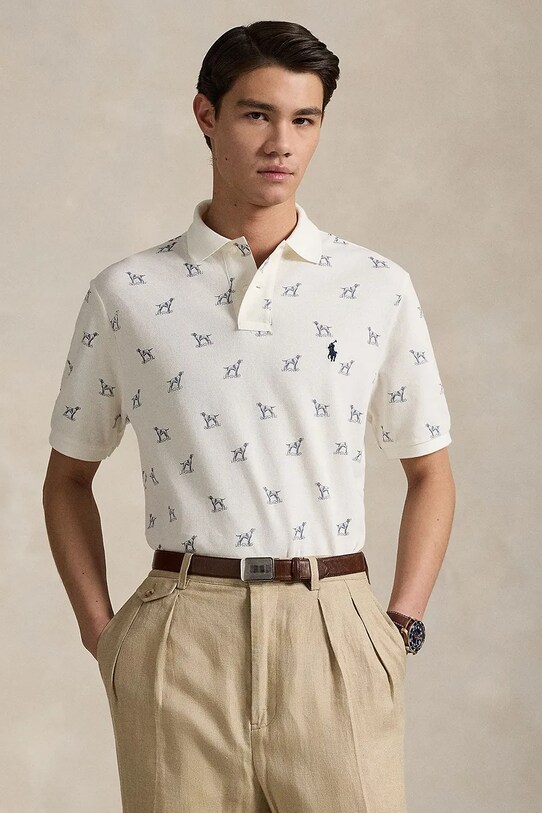 Polo Ralph Lauren pamut póló mintás fehér 710974597