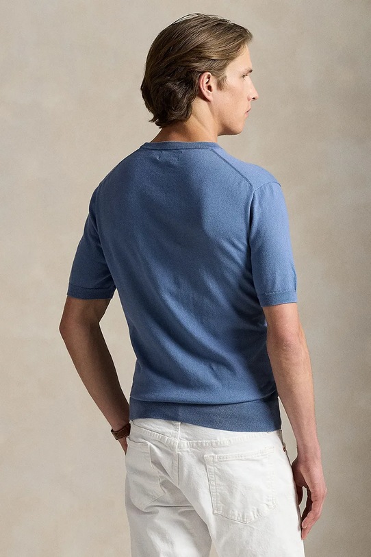 Bombažna kratka majica Polo Ralph Lauren 710980681 modra AW25